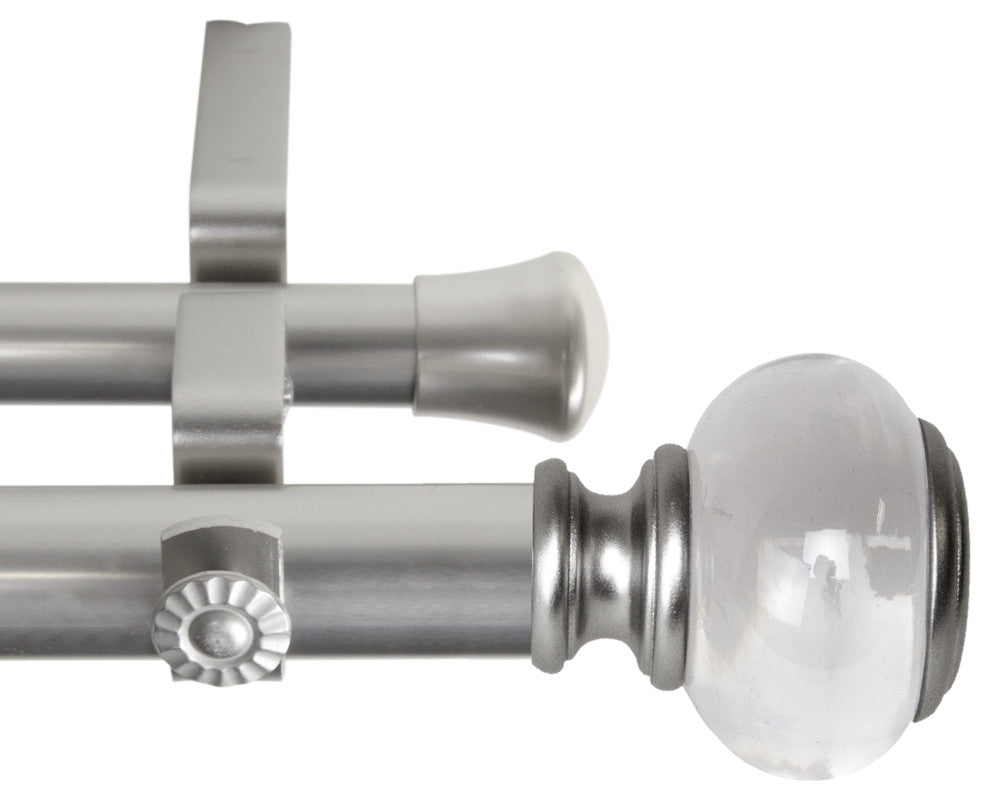 Leilani 1" Diameter Double Curtain Rod, Satin Nickel, 160-240"