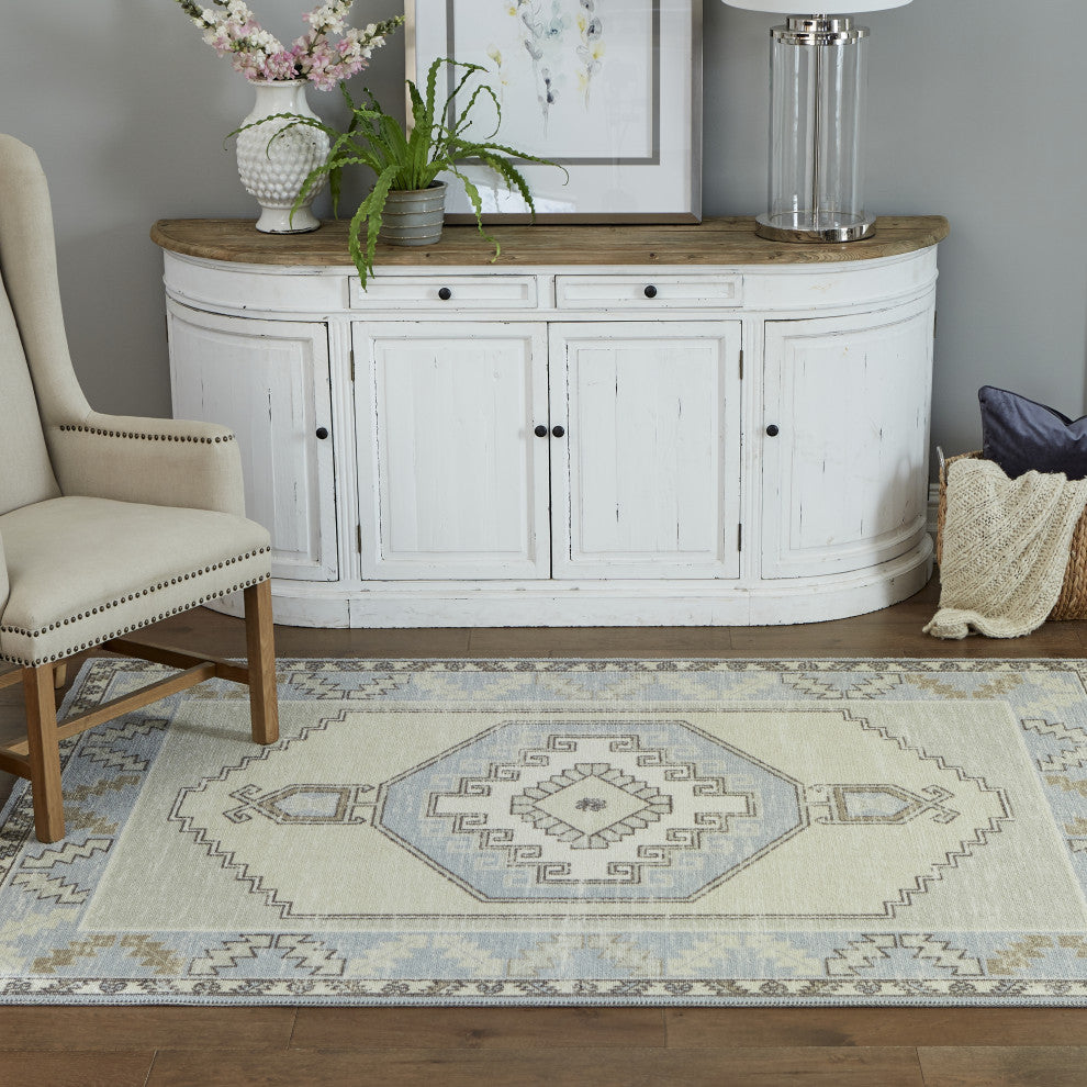Anatolia ANA-2 Machine Made Light Blue Area Rug 2'x3'