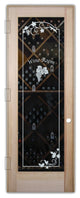 Wine Door - Grape Cluster Grape Ivy with Text - Douglas Fir (stain grade) -...