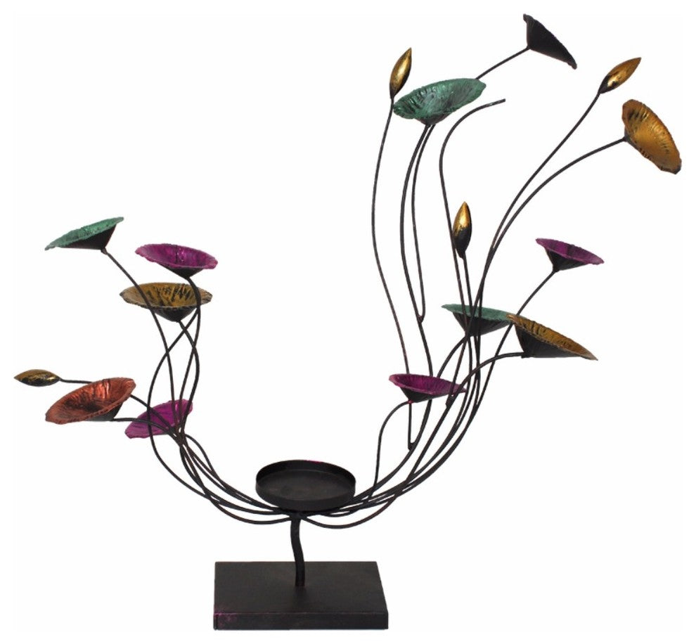 Flowery Candle Holder,Multicolored