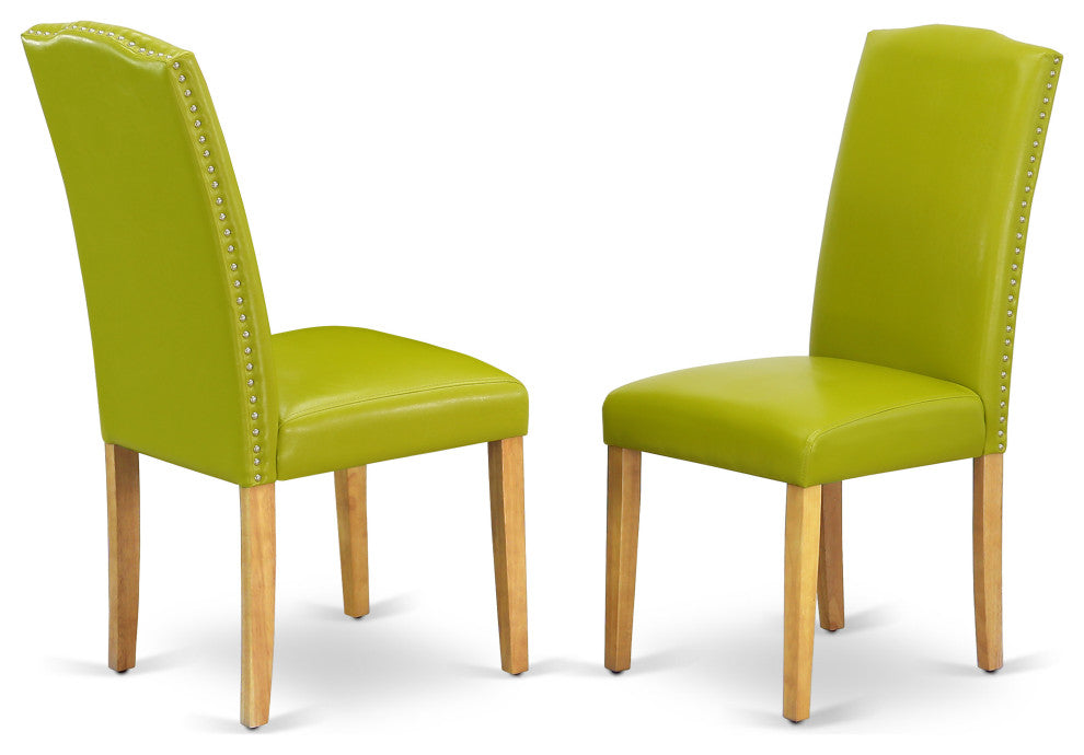 3Pc 42/53.5" Table, Pair Of Parson Chair, Pu Leather Color Autumn Green
