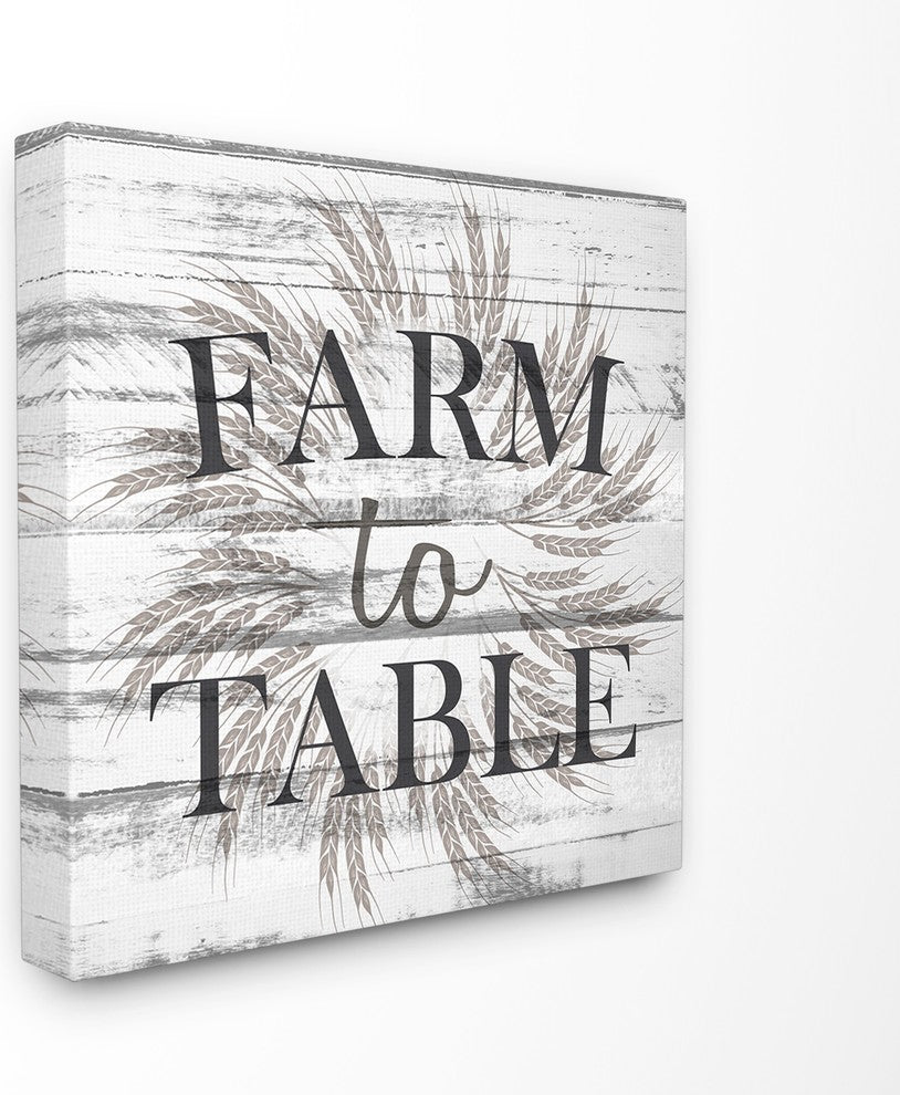 Farm to Table Gray & White Planked Look Canvas Wall Art, 24"x24"