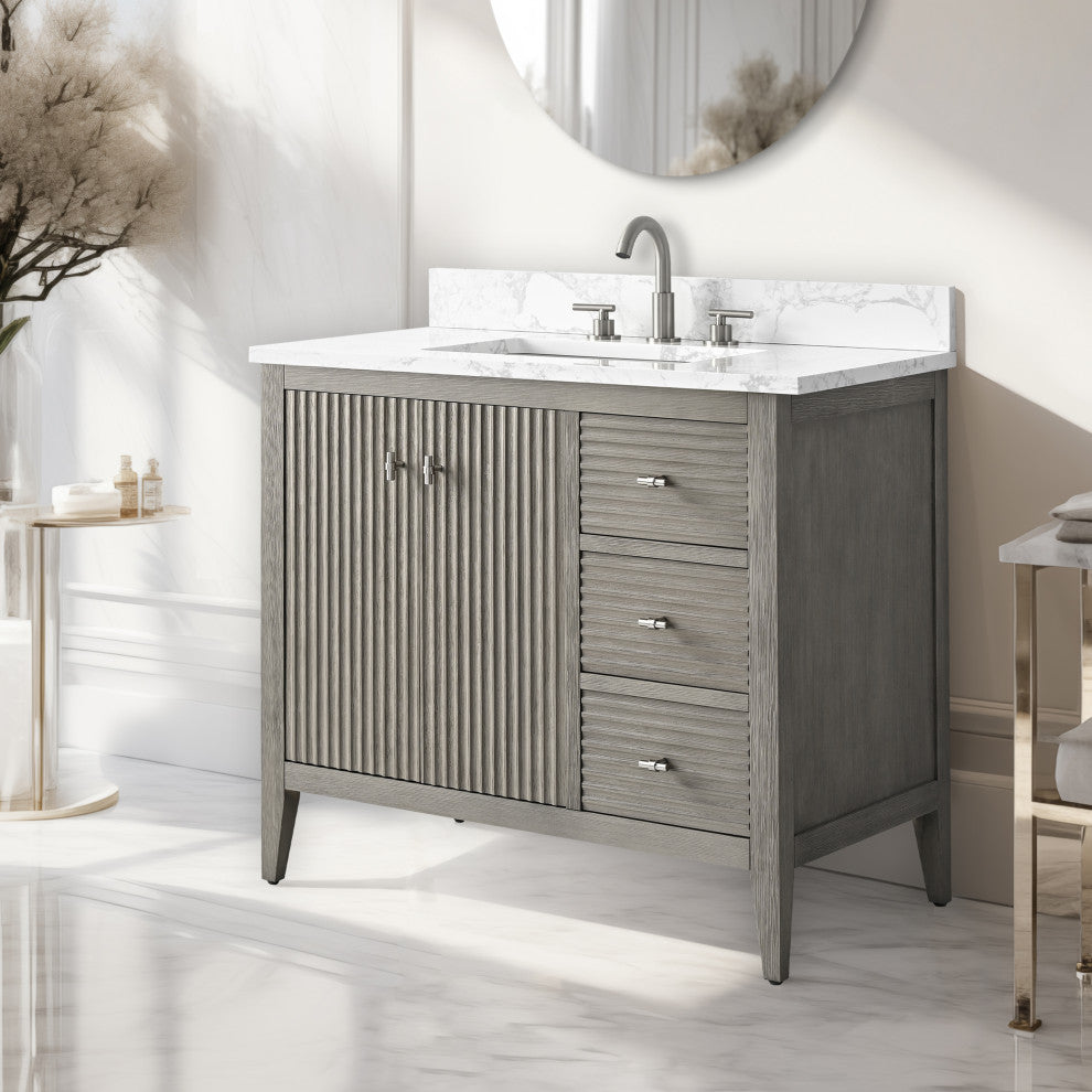 Vanity Art Freestanding Vanity, Driftwood Gray, 36", Single Sink, Brushed Nickel