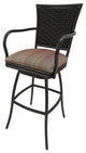 Outdoor Patio Swivel Bar Stool, Erin, Multi Sun Stripe, Brown Frame, 30"