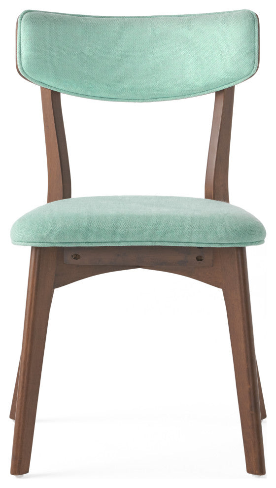 GDF Studio 7-Piece Mid-Century Dining Set, Table & 6 Chairs, Mint/Walnut