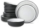 Christian Siriano Laro Stoneware 12 Piece Dinnerware Set, Black