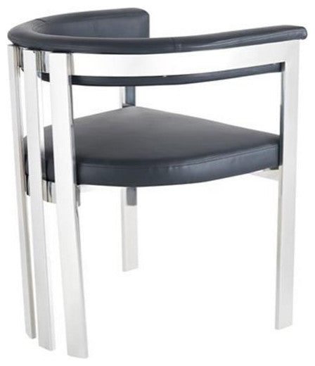 Modrest Pontiac 19" Modern Vegan Leather & Stainless Steel Dining Chair in Black