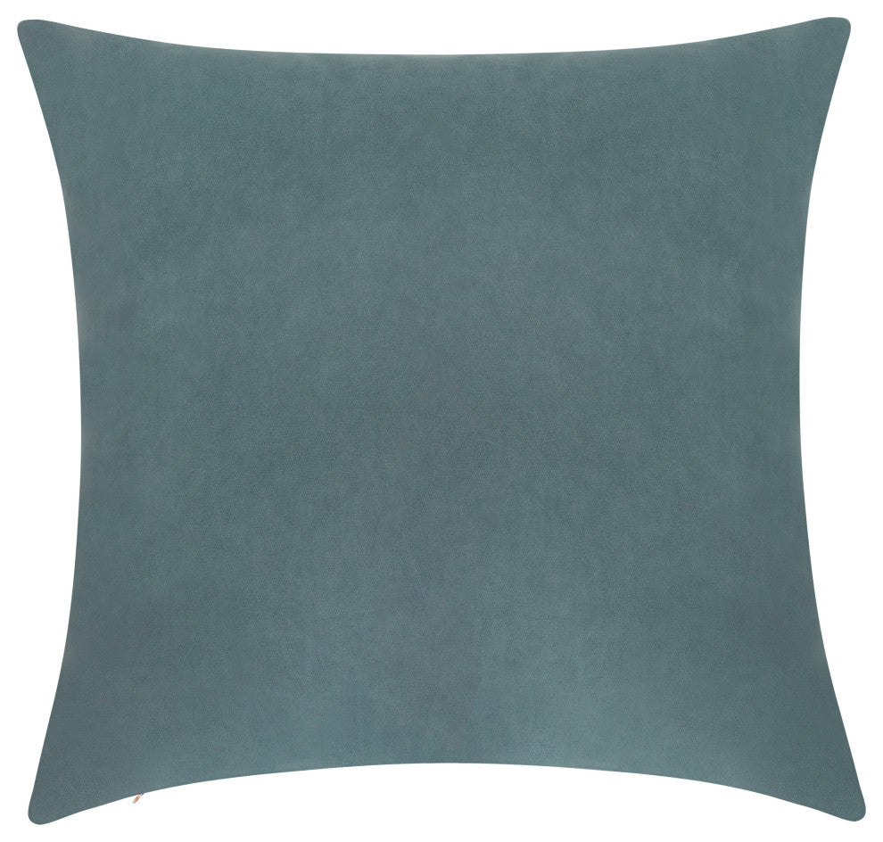 Delara Set of 1 Velvet 20x20", Cushion Cover, Stone Blue, Pillow Cover Only