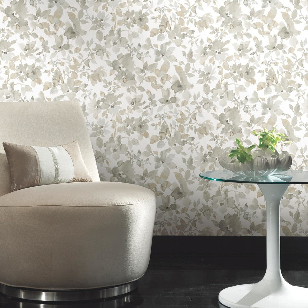 Neutral Watercolor Floral Peel & Stick Wallpaper