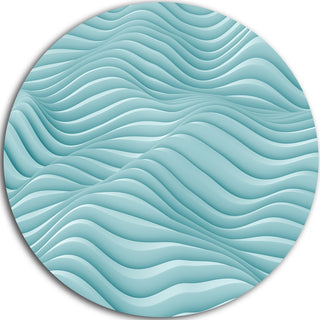 Fractal Rippled Blue 3D Waves, Abstract Art Disc Metal Artwork, 23"