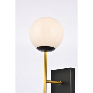 Neri 1 light black and brass and white glass wall sconce