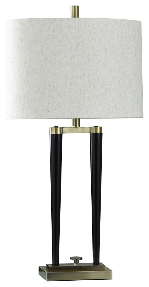 Black Deco Table Lamp, Brushed Brass