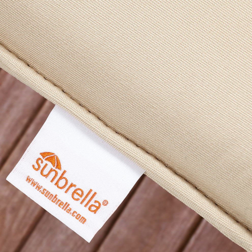 Preston Sunbrella Outdoor Lumbar Pillow Set of 2, Beige and Gray, 20x13