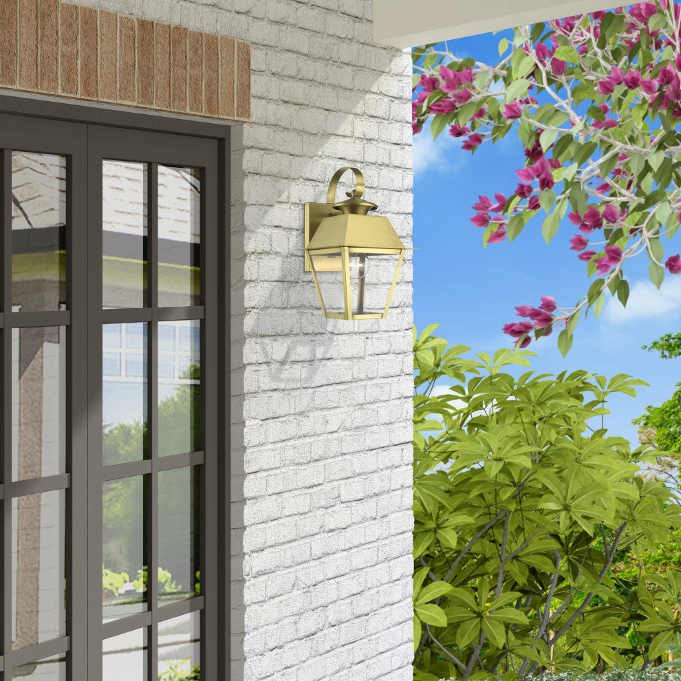 Wentworth 1 Light Natural Brass Outdoor Small Wall Lantern