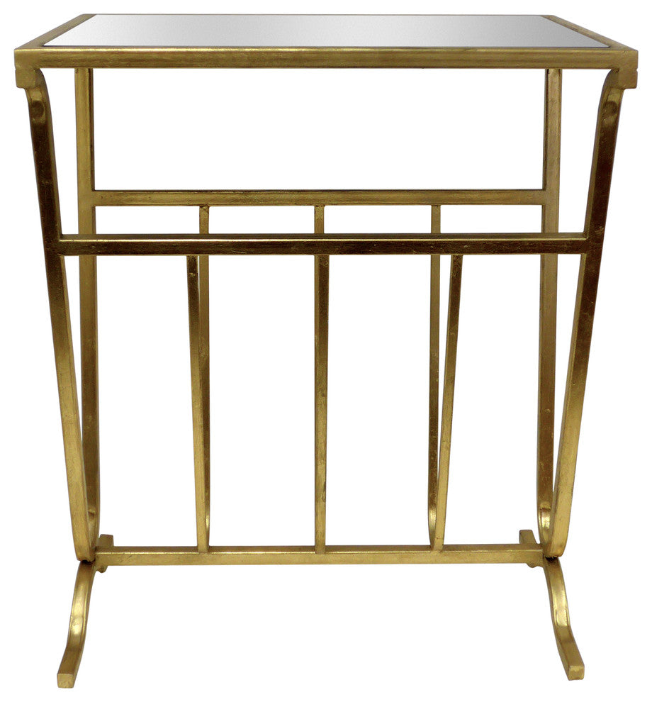 Magazine Table With Mirror Top, Gold