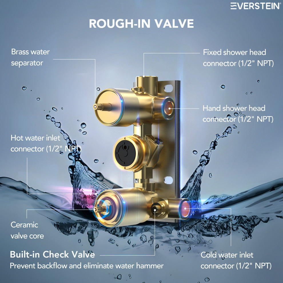 LED Temperature Digital Display Shower System With Body Jets, Brushed Gold, 12 Inches