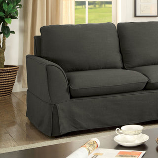Transitional Sectional Sofa, Pillow Top Seat Cushions & Panel Skirted Base, Gray