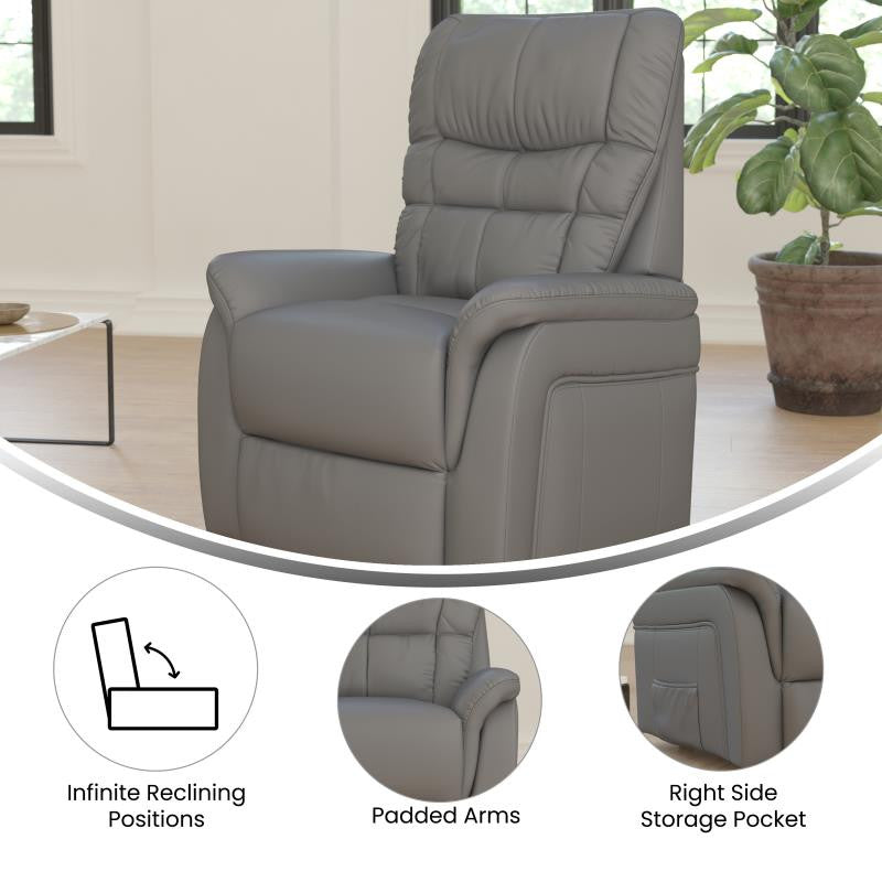 Hercules Series Remote Powered Lift Recliner, Gray Leathersoft