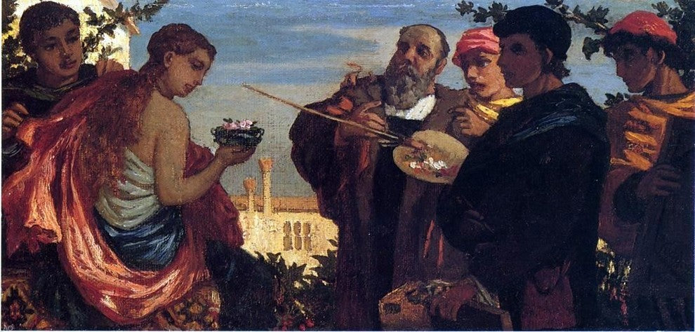Elihu Vedder The Artist and Students Before a Model Gallery Wrap Canvas, 15"x30"