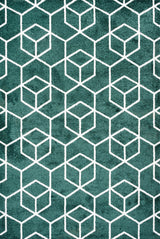 Tumbling Blocks Modern Geometric Green/White 8'x10' Area Rug
