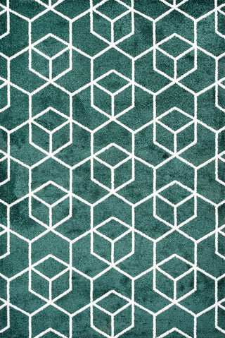 Tumbling Blocks Modern Geometric Green/White 8'x10' Area Rug