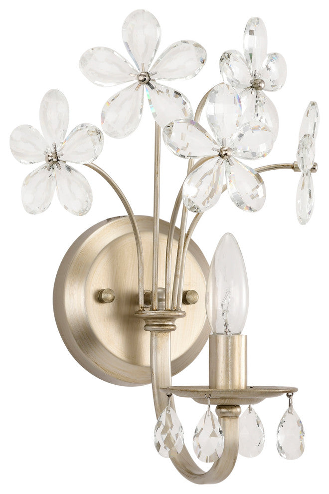 Zelda 1 Light Champagne Daisy Flower Glass Crystal Wall Sconce