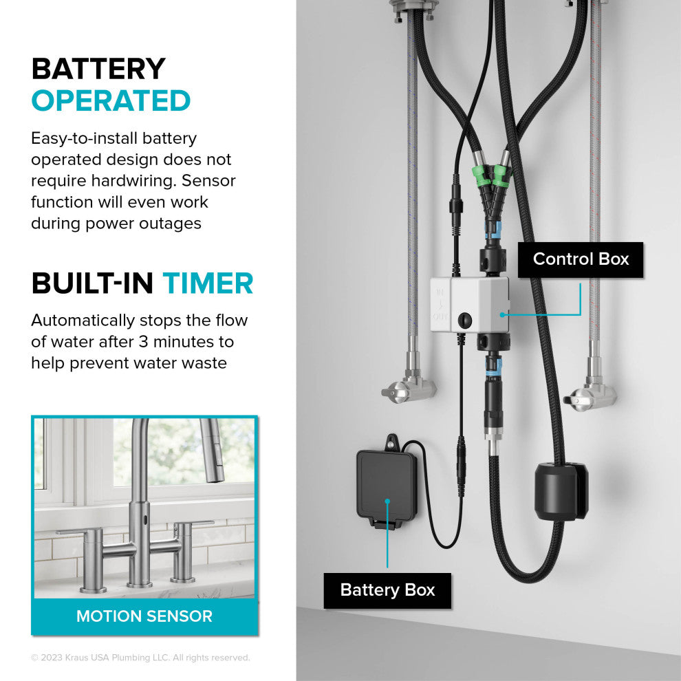 KRAUS Oletto Touchless Sensor Bridge Kitchen Faucet w Pulldown Sprayhead SFACB