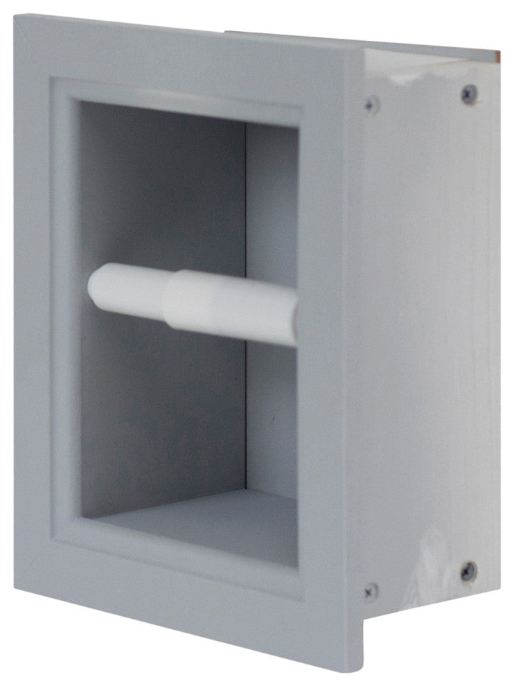 Tampa Recessed Solid Wood Toilet Paper Holder 7 x 8.5, Primed Gray