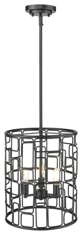 Amoret 3-Light Matte Black Convertible Pendant