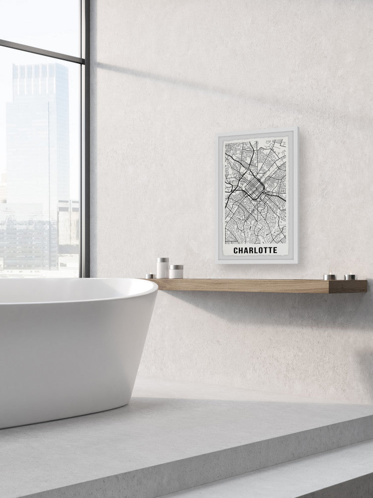 "Charlotte Map" Framed Painting Print, 16x24