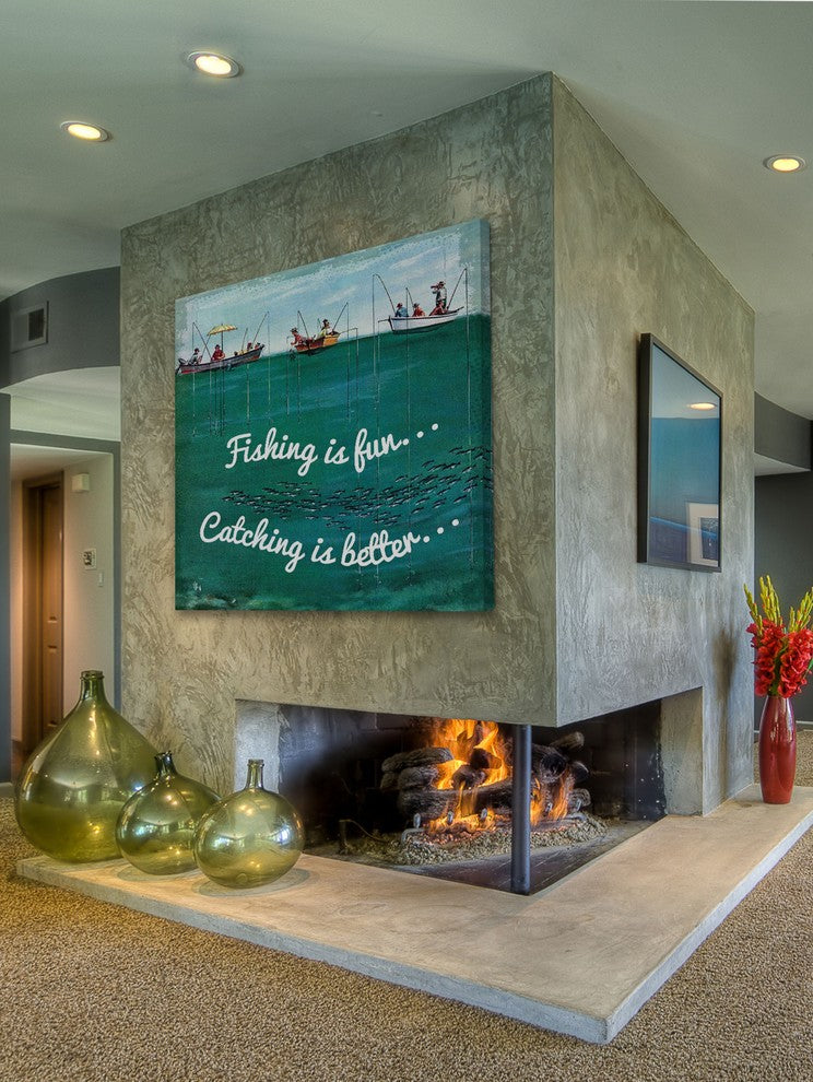 "School of Fish Among Lines Alternative Version" Thornton Utz on Canvas