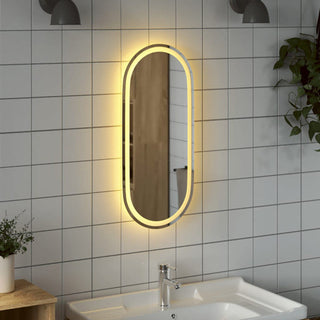 vidaXL LED Bathroom Mirror Wall Mounted Bathroom Vanity Mirror with Lights Oval