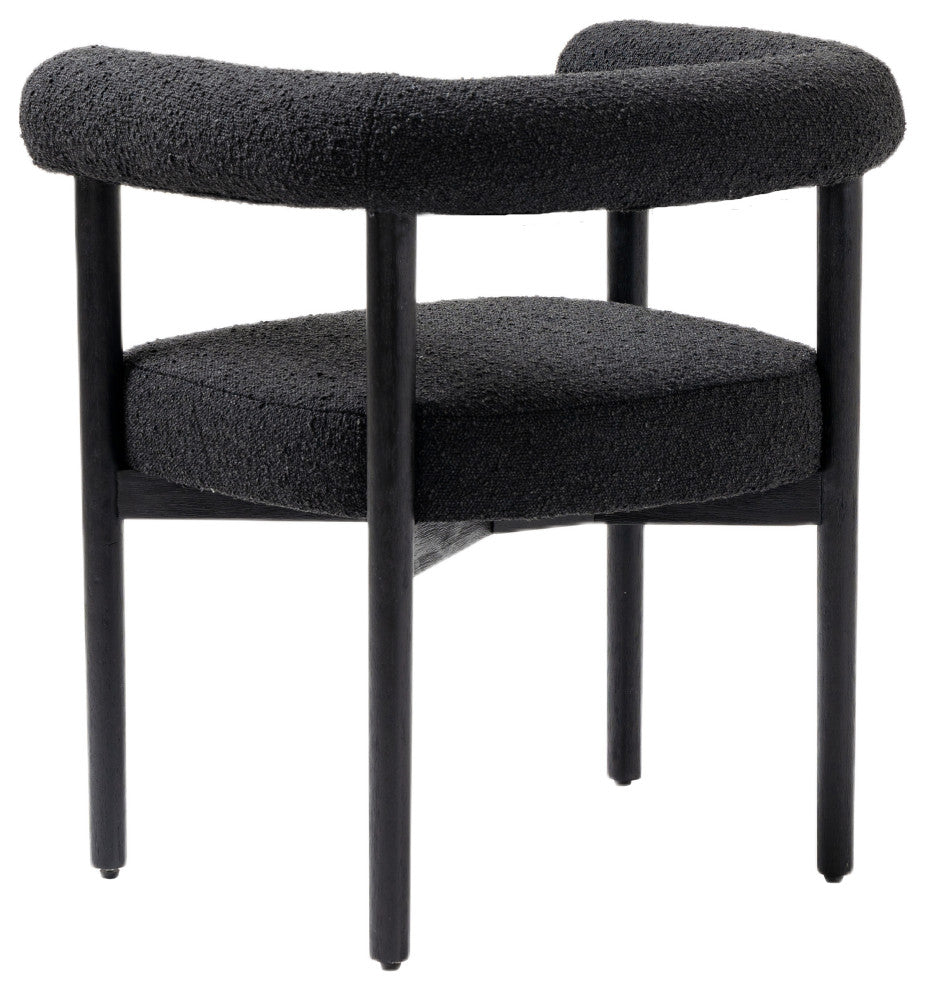 Hyatt Boucle Fabric Upholsetered Dining Chair, Black, Black Finish