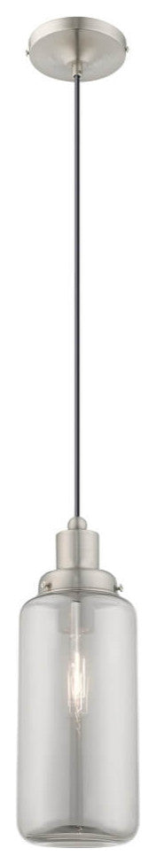 Livex Art Glass 1 Light 5" Pendant Brushed Nickel