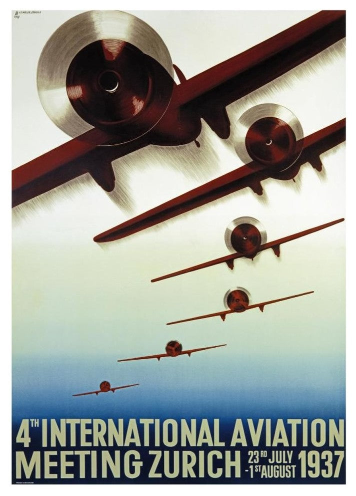 "4th Meeting Aeronautique International" Paper Print by Otto Baumberger, 33"x46"