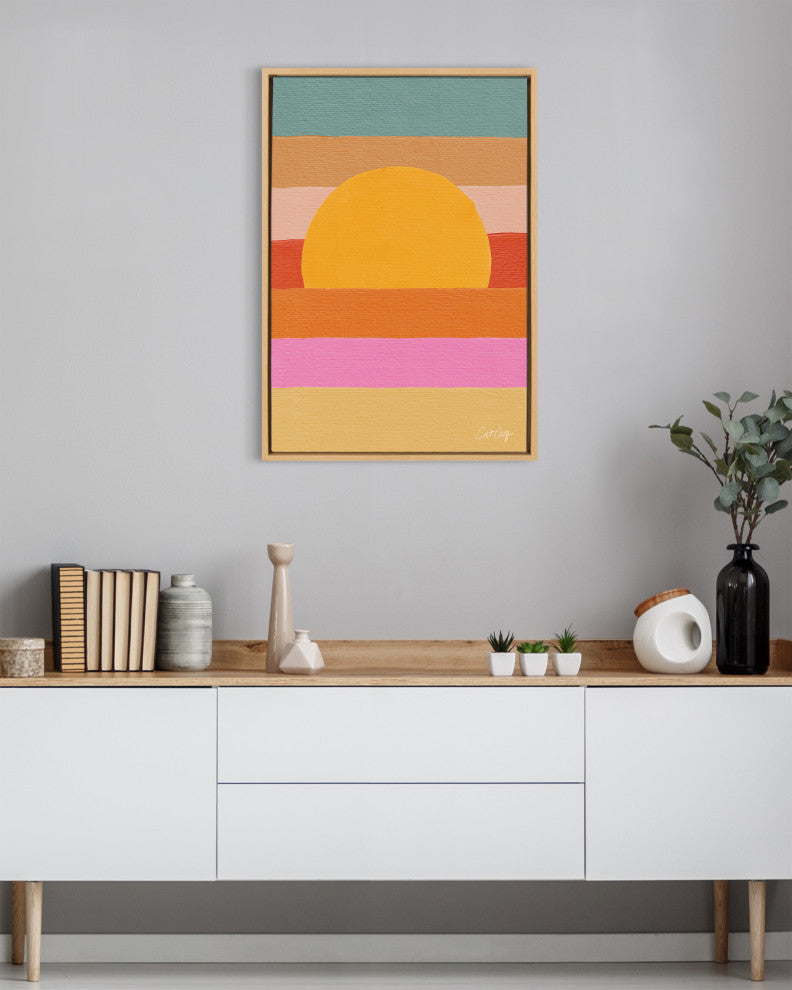Sylvie Sunset Waves Framed Canvas by Cat Coquillette, Natural 23"x33"