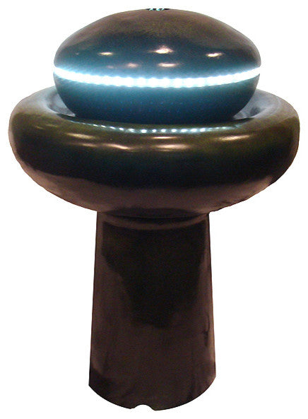 Lighted LED Green Mushroom Outdoor Garden Water Fountain, 26"
