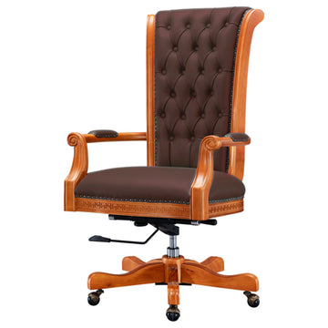 Genoa Wooden Brown Leather Executive Office Chair
