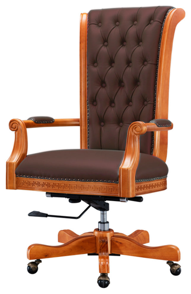 Genoa Wooden Brown Leather Executive Office Chair