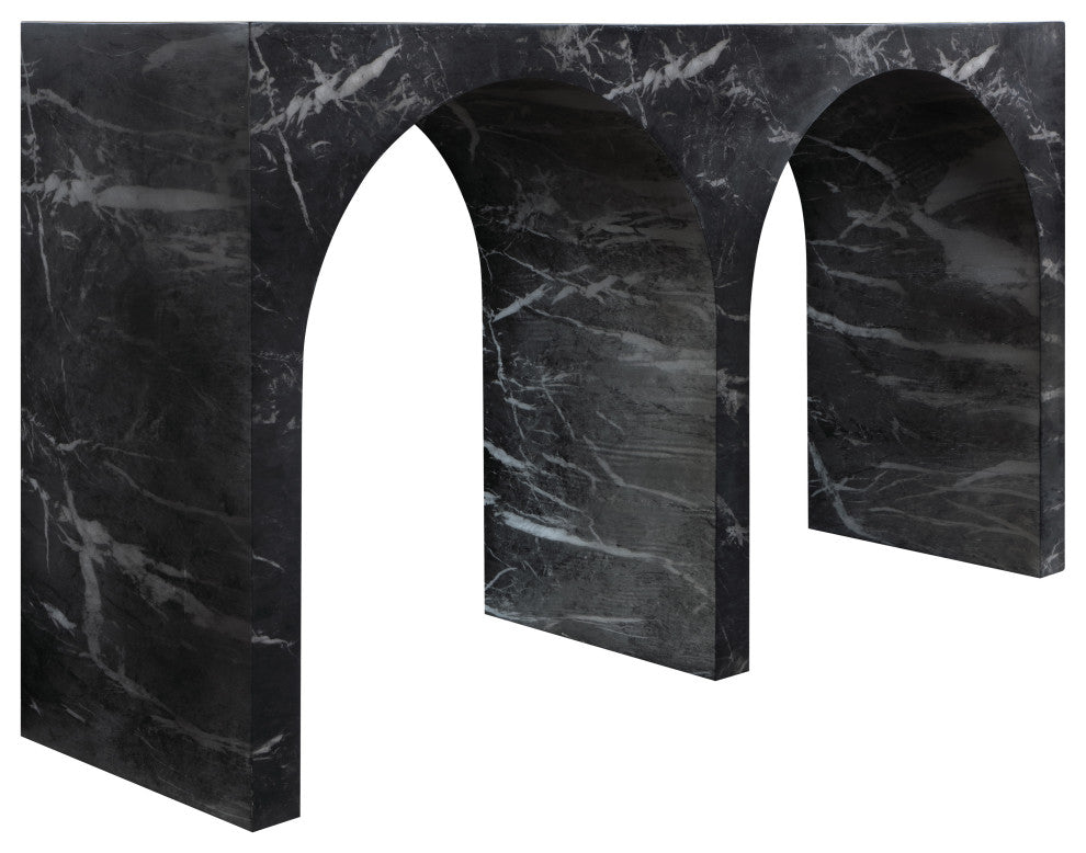 Faenza Concrete Console Table, Black, Marble Finish