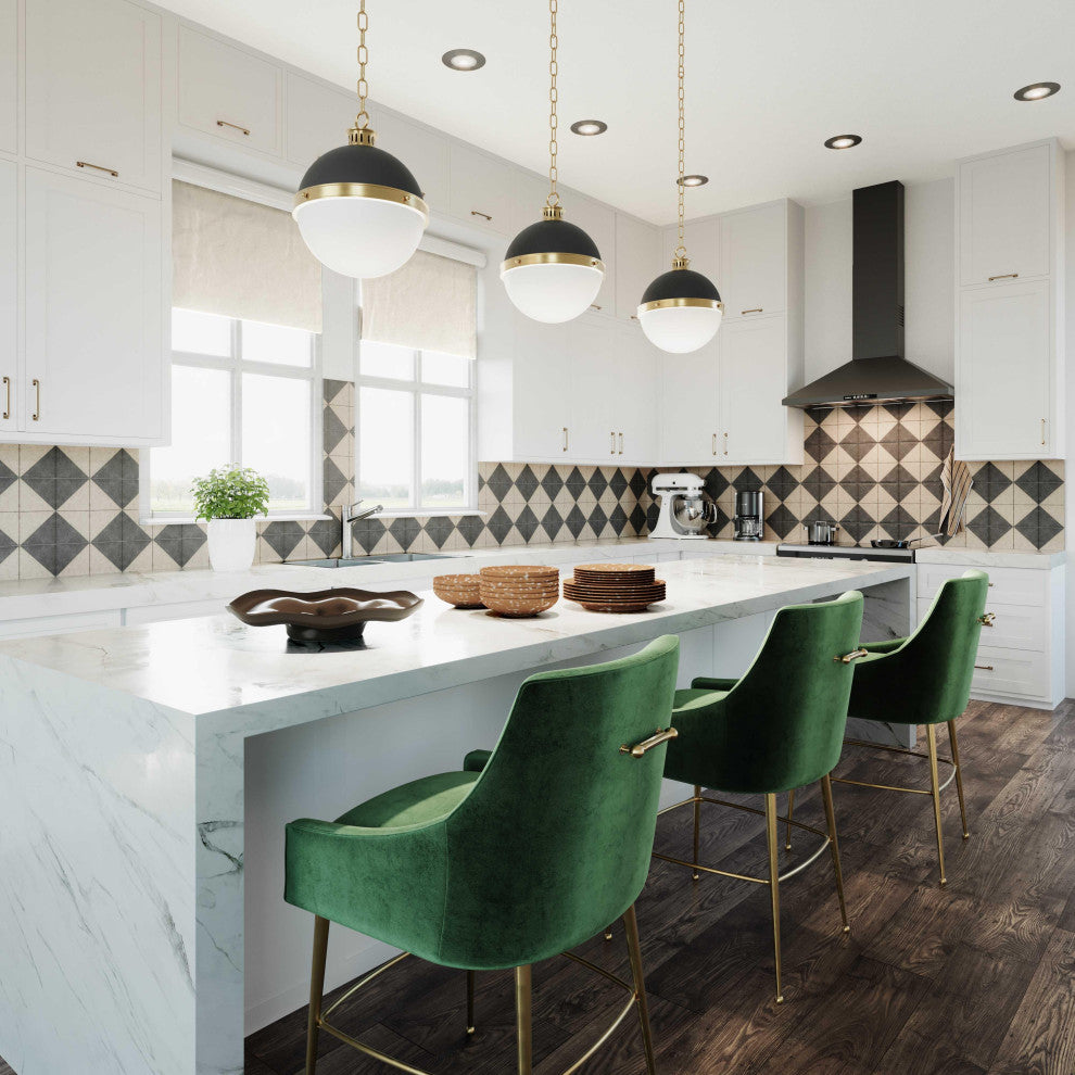 Beatrix Green Velvet Bar Stool, Gold Legs