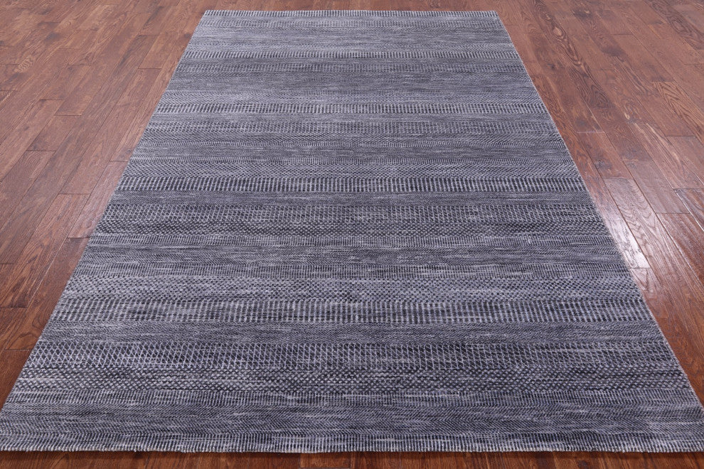 6' 2" X 9' 3" Handmade Savannah Grass Wool and Silk Rug Q11932