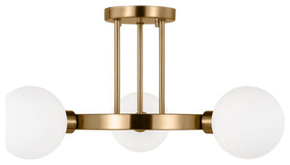 Clybourn Three Light Semi-Flush Mount, Satin Brass