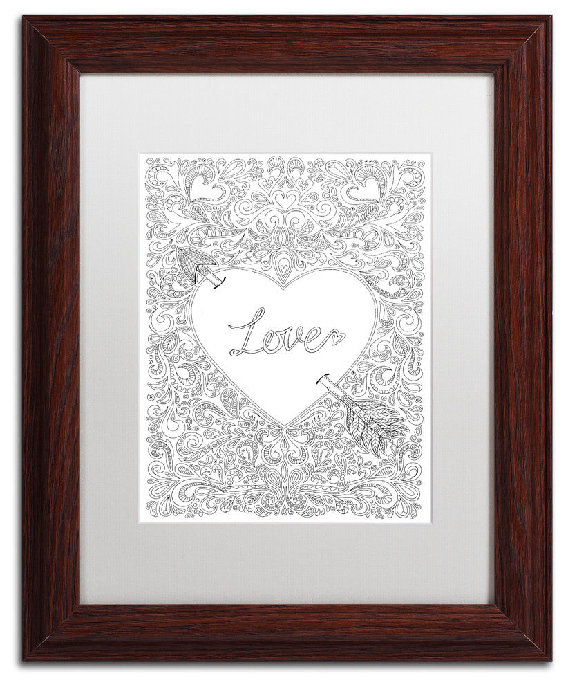 Hello Angel ''Arrow to my Heart'' Art, Wood Frame, White Mat, 14x11