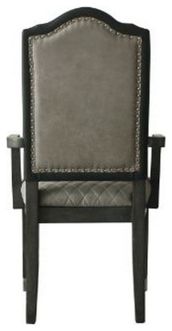 Benzara BM250608 Arm Chair With Fabric Seat and Arched Top, Set of 2, Beige