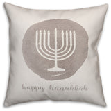 Gray Watercolor Menorah 16"x16" Throw Pillow Cover