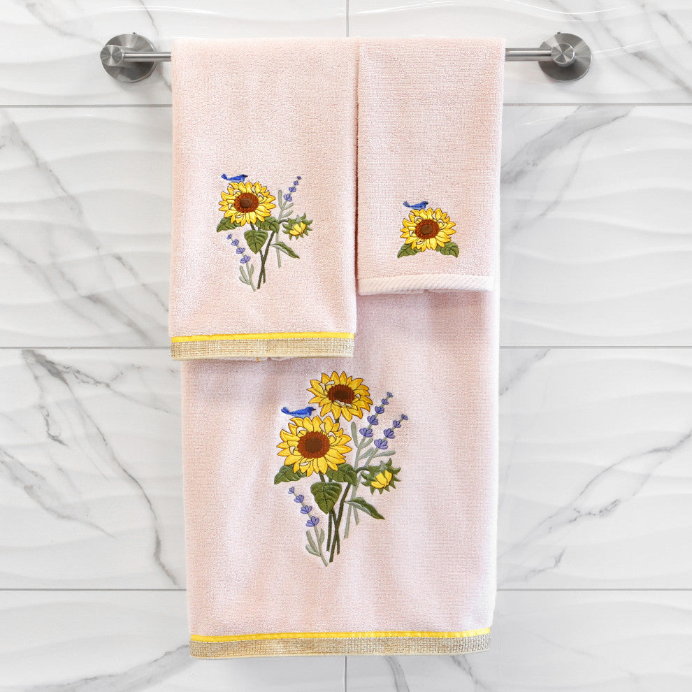 Linum Home Textiles 100% Turkish Cotton GIRASOL 3PC Embellished Towel Set