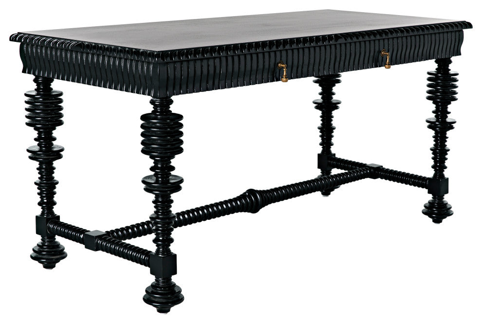 Portuguese Desk, Small, 60", Hand Rubbed Black