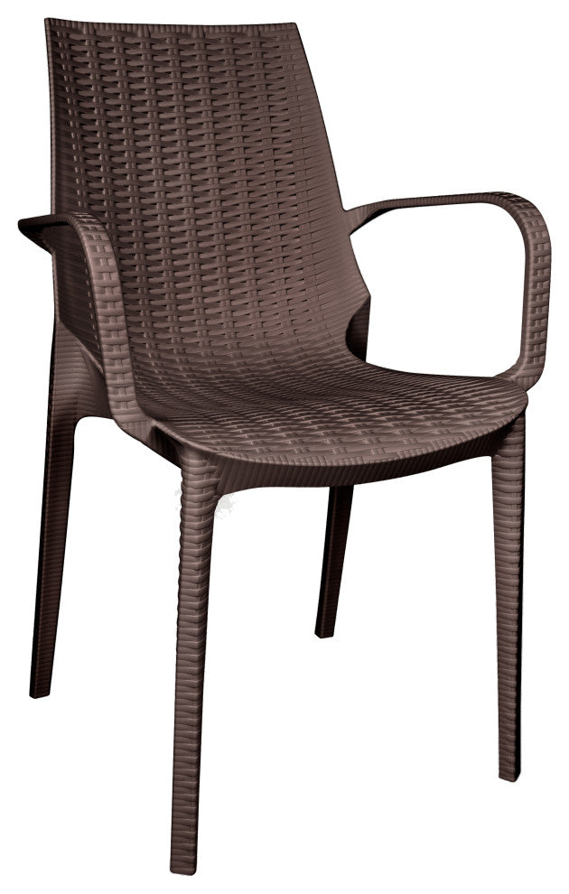 LeisureMod Kent 7-Piece Dining Set with 4 Side Chairs 2 Arm Chairs, Brown