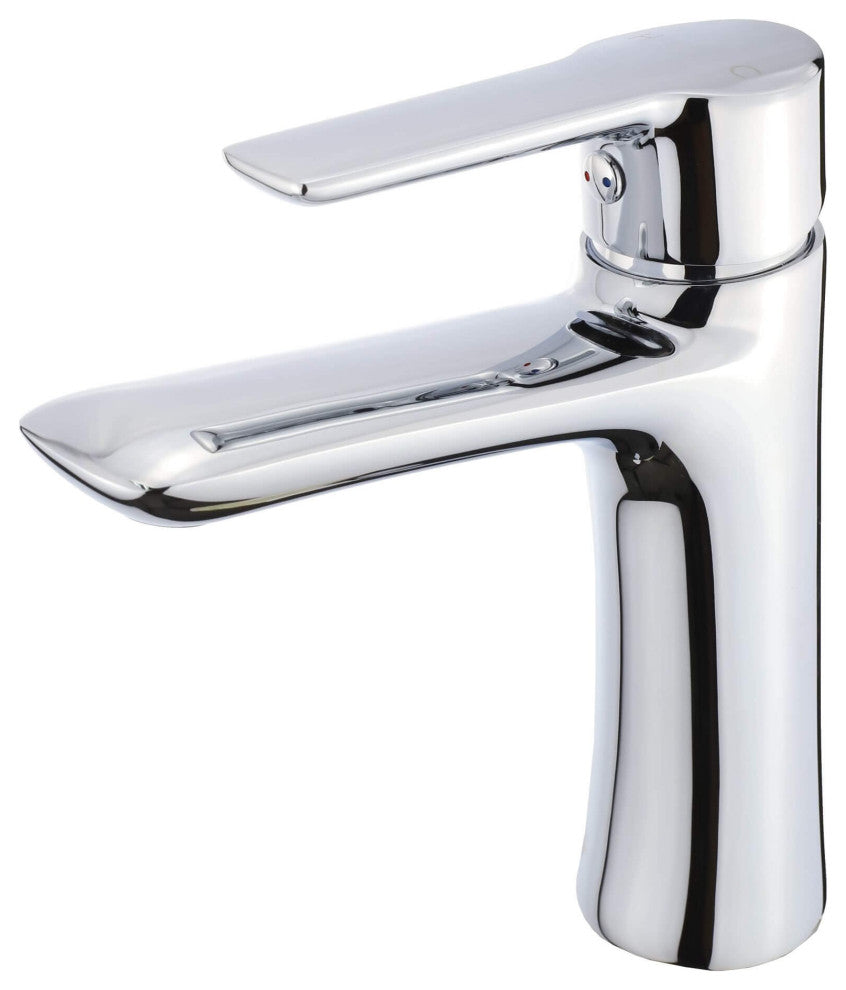 Fine Fixtures Round Single Hole Bathroom Faucet, Polished Chrome